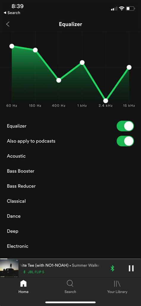 My Equalizer Settings On Spotify Bass Boosted Music Hacks Song