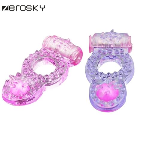 zerosky vibrating penis rings clit dual vibrating cock ring stretchy