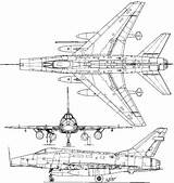 Super Sabre 100 Coloring Blueprints Aircraft Military Pages sketch template