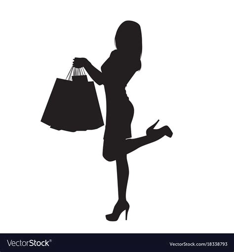 Black Silhouette Woman Holding Shopping Bags Vector Image My Xxx Hot Girl