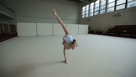 stock video of rhythmic gymnastics teenager training a