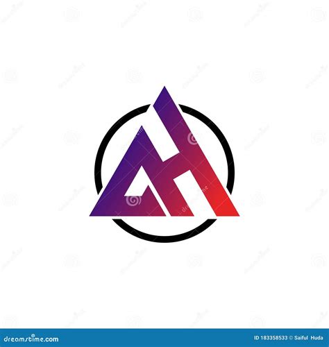 letter ah triangle simple logo design vector stock vector