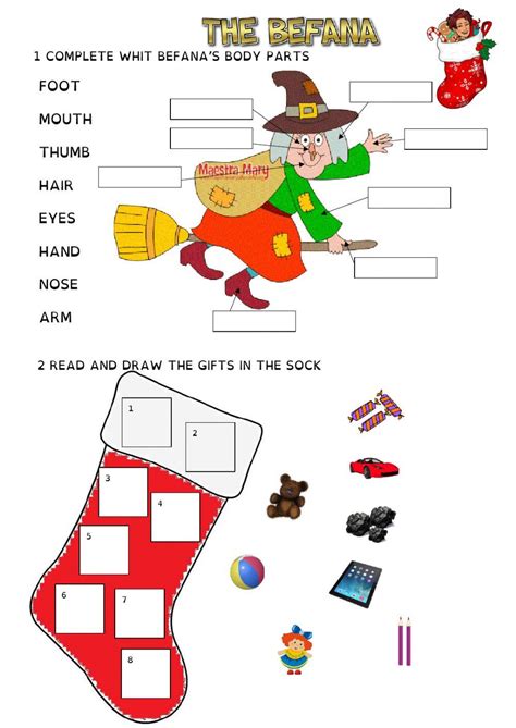 befana worksheet  worksheets