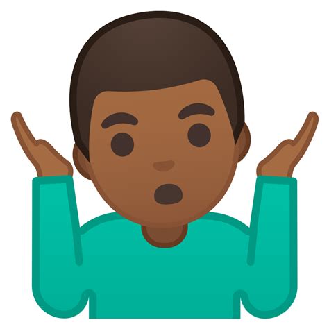 man shrugging emoji medium dark skin tone