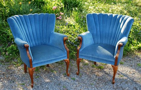 tribute  decor cornflower blue velvet arm chairs