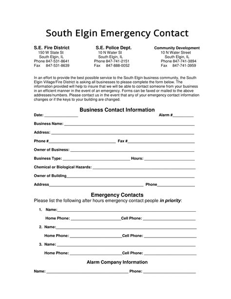 contact information forms  ms word