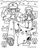 Coloring Brock Pages Ash Pikachu sketch template
