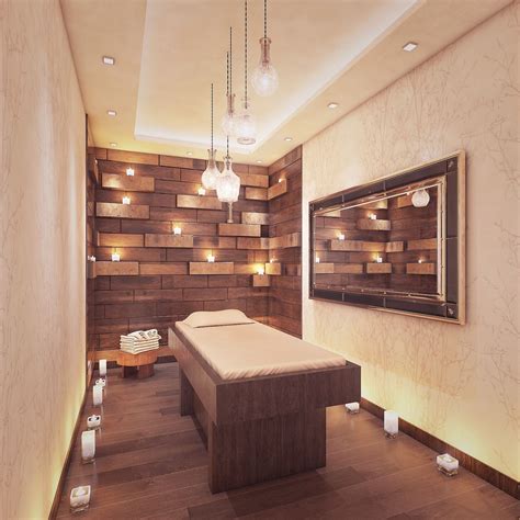 spa room  wooden walls  lights   ceiling