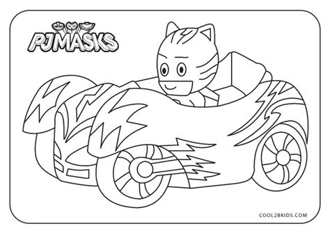 pj masks coloring pages black  white  cat car