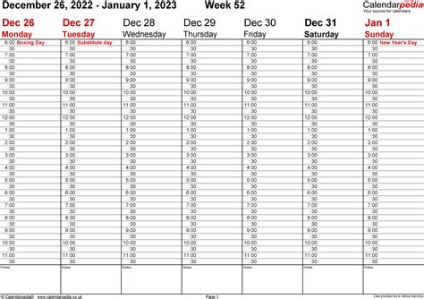 yearly calendar  week numbers