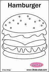 Hamburger Coloring Food F16 sketch template