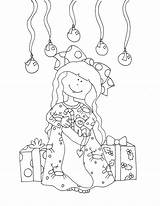 Stamps Dearie Dolls Girl Christmas Coloring Cards Digi Pages sketch template