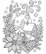 Coloring Winter Pages Adult Cabin Christmas Snow Crayola Printable Sheets Bookdrawer Tumblr Books Mandala sketch template