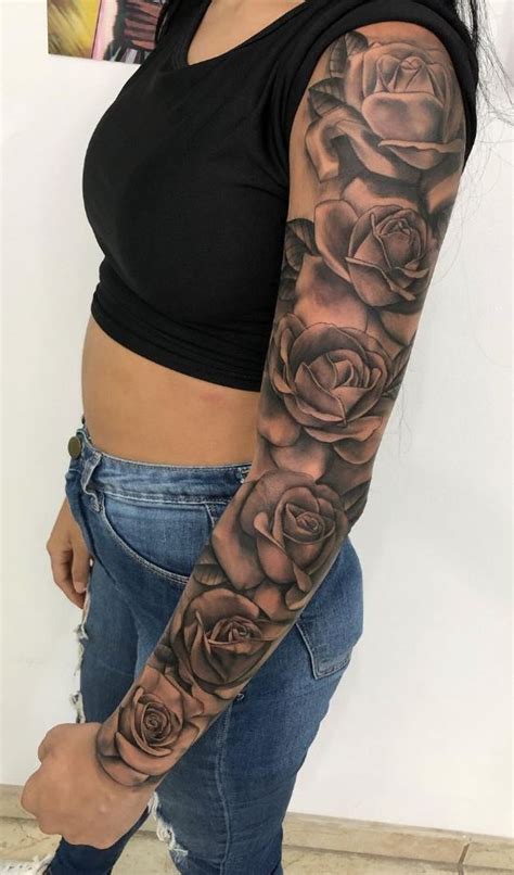Top 100 Black And Grey Rose Tattoo Sleeve
