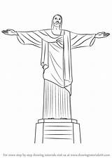 Christ Redeemer Draw Drawing Brazil Step Sketch Wonders Coloring Template Change Pages Learn Places sketch template