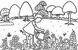 Coloring Pages Gardening Garden Girl Water Little Watering Flowers Kids Pouring Colouring Flower Color Sheets Preschool Colorluna Printable Adult Bestcoloringpagesforkids sketch template