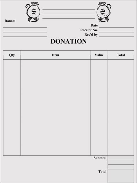 donation receipt templates   profit charity