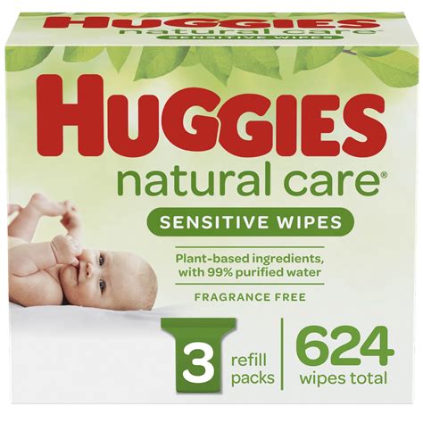huggies natural care sensitive baby wipes unscented  refill packs