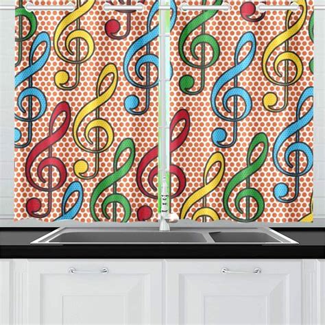 musical notes pop art window curtain kitchen curtain  inchtwo