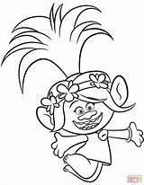 Coloring Pages Poppy Princess Trolls Printable Color sketch template