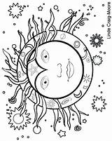 Coloring Pages Moon Sun Wiccan Stars Adults Drawing Printable Sheets Adult Hippie Colouring Books Pagan Color Mandala Printables Celestial Stuff sketch template