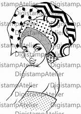 Headwrap Stamps Digi Africana Africanas Rostros sketch template