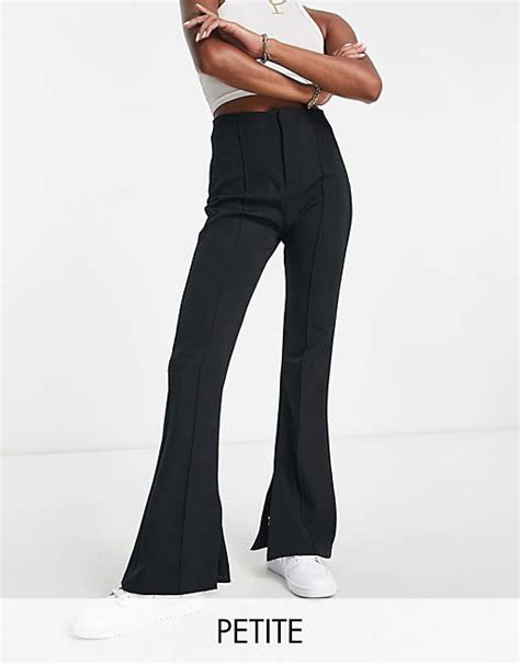 bershka petite split hem flare  black asos