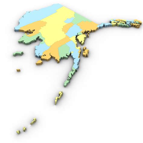 Alaska Political Map 3d Model