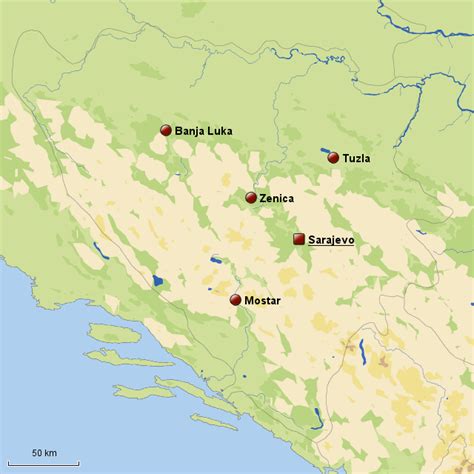 Bih Gradovi Preko 100 000 Stanovnika Von Afado Landkarte Für Bosnien