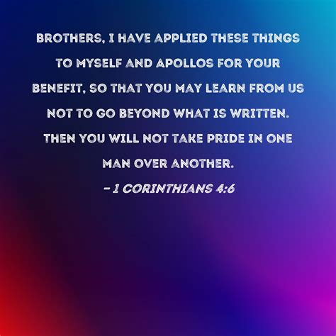 1 Corinthians 4 6 Brothers I Have Applied These Things To Myself And
