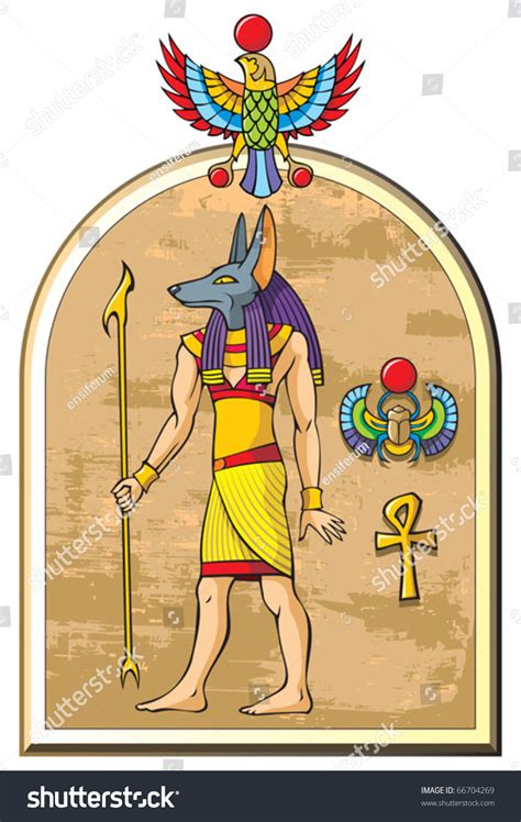 Stylized Image Anubis God Ancient Egypt Stock Vector