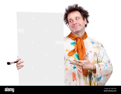 artist shows white canvas stock photo alamy