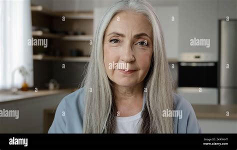 Portrait Calm Confident Adult Middle Aged Woman Pensioner Granny