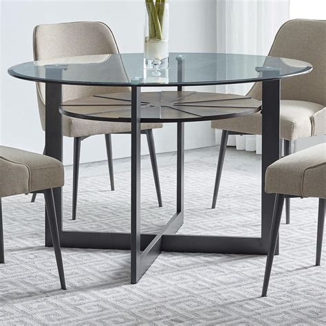 prime olson ss contemporary  glass dining table  iron