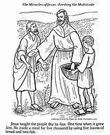 Jesus Coloring Pages Miracles Bible Feeds Feeding Miracle Kids Printables Multitude Crafts Print Printable School Sunday Sheets sketch template