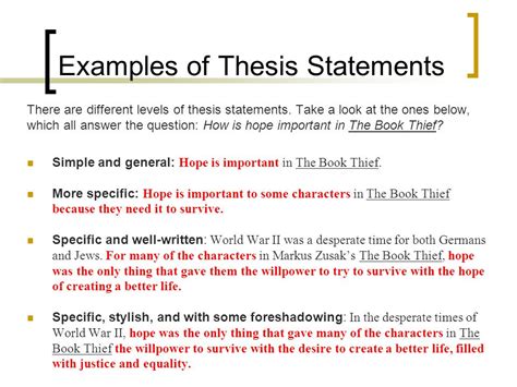 thesis statement book examples thesis title ideas  college