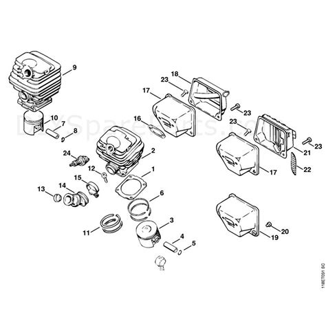 stihl  chainsaw wb parts diagram cylindermuffler