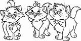Coloring Pages Cats Kitten Printable Kittens Cat Puppy Clipart Disney Marie Three Little Kitty Color Print Puppies Easy Princess Aristocats sketch template