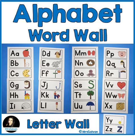 printable alphabet letters  pictures  word wall printable word
