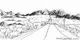 Drawing Desert Road Landscape Valley Sketch Monument Coloring Sedona Draw Arizona Works Drawings Highway Location Pages Template Way Paintingvalley sketch template