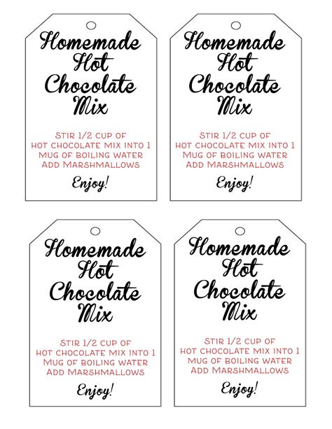 printable hot chocolate gift tags   hands  amazing