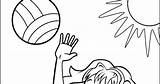 Coloring Volleyball Beach Pages Girl Playing sketch template