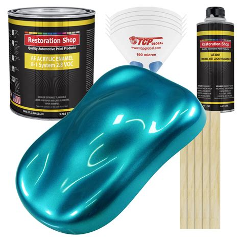 restoration shop teal green metallic acrylic enamel auto paint complete gallon paint kit