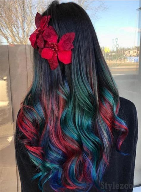 gorgeous rainbow hair color ideas for long hair hair