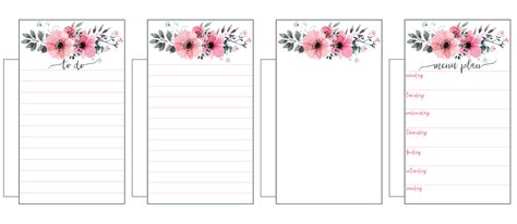 printable floral planner inserts  clips