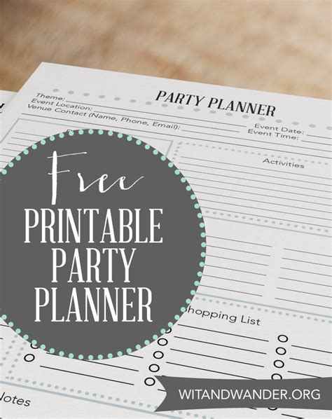 {free printable} party planner our handcrafted life