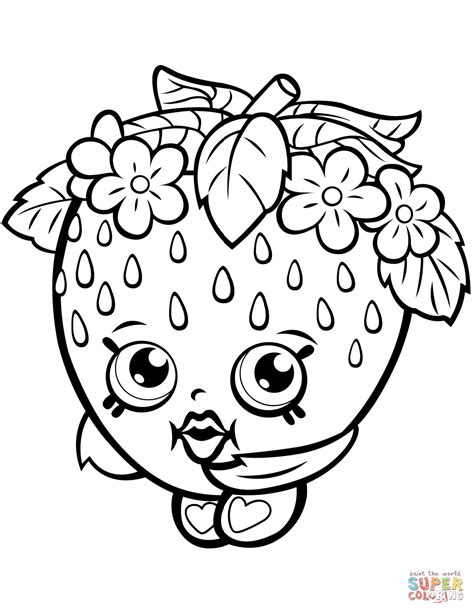 strawberry kiss shopkin coloring page free printable