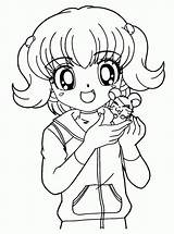Anime Coloring Pages Girl Cute Kids sketch template