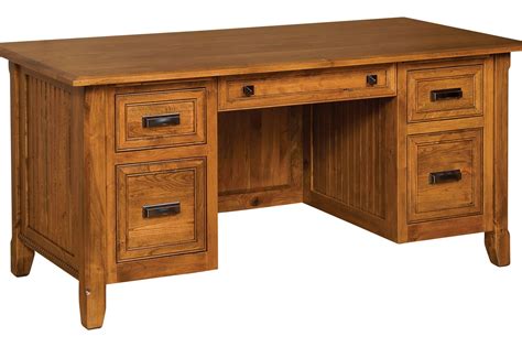 amish ashton executive computer desk solid wood home office furniture