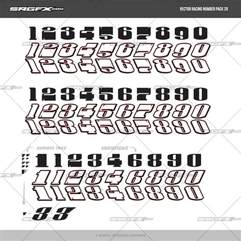Vector Racing Number Pack 20 School Of Racing Graphics